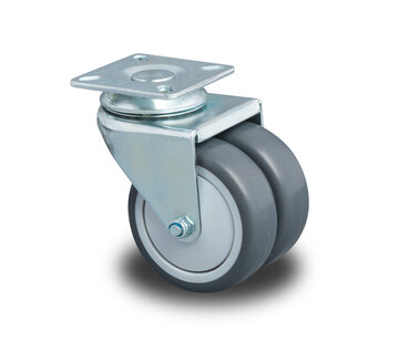 Swivel Castor Ø75x24mm Grey Rubber (TPR) – 100kg