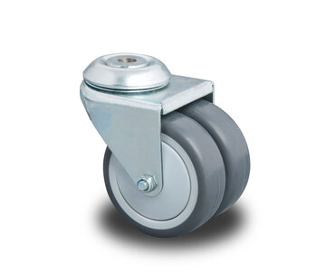 Swivel Castor Ø75x24mm Grey Rubber (TPR) – 100kg