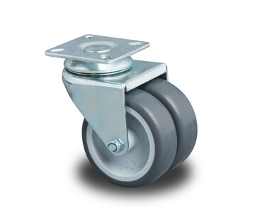 Swivel Castor Ø75x24mm Grey Rubber (TPR) – 100kg