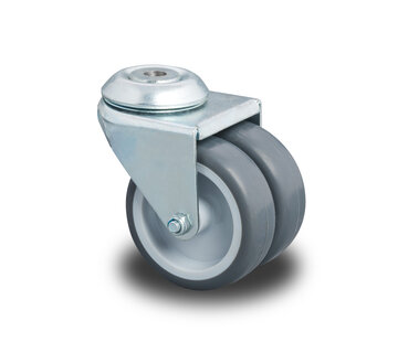 Zwenkwiel Ø75x24mm Grijs Rubber (TPR) – 100kg