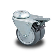 Zwenkwiel met rem Ø75x24mm grijs rubber (TPR) – 100kg