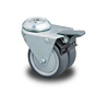 Institutional Swivel Castor with Brake, Ø75x24mm Grey Thermoplastic Rubber (TPR), Dual Polypropylene Wheels, Plain Bearing, Pressed Steel Housing with Total Lock – 100kg Load Capacity