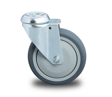 swivel castor, Ø 80 mm, grey non-marking thermoplastic rubber tyre, 100KG