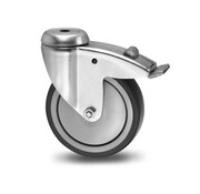 Swivel caster with brake, Ø 100mm, thermoplastic rubber grey non-marking, 100KG