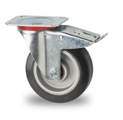Zwenkwiel met rem, Ø 125mm, elastische band, 200KG