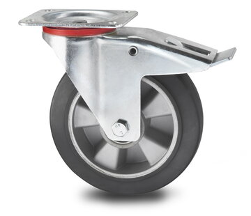 Swivel caster with brake, Ø 160mm, elastic-tyre, 300KG