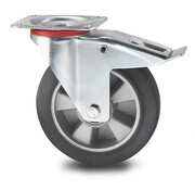 Zwenkwiel met rem, Ø 200mm, elastische band, 400KG