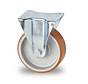Industrial Fixed caster from pressed steel, plate fitting, Vulcanized Polyurethane tread, precision ball bearing, Wheel-Ø 125mm, 200KG