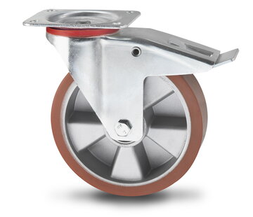 Swivel caster with brake, Ø 160mm, Vulcanized Polyurethane tread, 300KG
