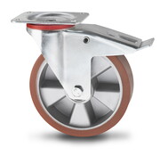 Swivel caster with brake, Ø 200mm, Vulcanized Polyurethane tread, 400KG