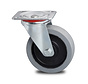 Industrial Swivel caster from pressed steel, plate fitting, elastic-tyre, 2-RS precision ball bearings, Wheel-Ø 100mm, 180KG