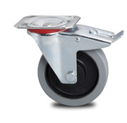 Swivel caster with brake, Ø 100mm, elastic-tyre, 150KG