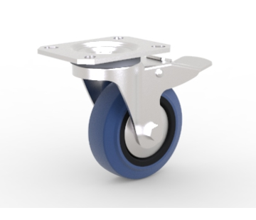 zwenkwiel met rem, Ø 100mm, elastische rubberband, 150KG