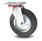 Swivel caster, Ø 80mm, rubber, black, 65KG