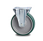 Industrial Fixed castor from pressed steel, plate fitting, Injected polyurethane, precision ball bearing, Wheel-Ø 160mm, 300KG