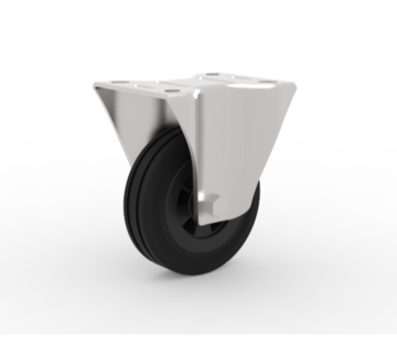 Fixed caster, Ø 125mm, rubber, black, 100KG