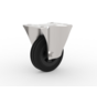 Industrial Fixed castor from pressed steel, plate fitting, rubber, black, roller bearing, Wheel-Ø 200mm, 200KG