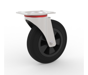 Swivel caster, Ø 100mm, rubber, black, 80KG