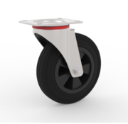 Swivel caster, Ø 125mm, rubber, black, 100KG