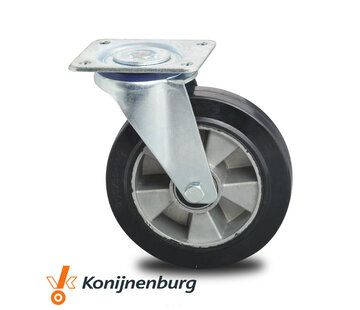 Zwenkwiel Ø125mm elastische rubberen band – 250kg