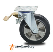 swivel castor with brake, Ø 125 mm, elasticated rubber tyre, 250KG