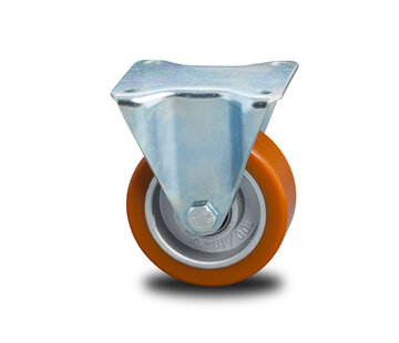 Fixed caster, Ø 125mm, Vulcanized Polyurethane tread, 250KG