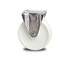 Stainless Steel Fixed caster from Stainless Steel Pressed, plate fitting, Polyamide wheel, plain bearing, Wheel-Ø 125mm, 450KG