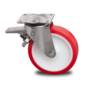 Swivel caster with brake, Ø 125mm, Injected polyurethane, 300KG