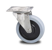 Zwenkwiel, Ø 125mm, Gevulkaniseerde elastische rubberbanden, 200KG