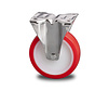 Stainless Steel Fixed caster from Stainless Steel Pressed, plate fitting, Injected polyurethane, plain bearing, Wheel-Ø 125mm, 260KG