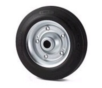 Industrieel wiel Ø125x37,5mm zwarte rubberen band – 130kg