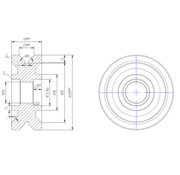 groefwielen, Ø 100 x 40/20mm, massief staal, 600KG