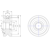 V-Shape Grooved wheel for tracks, Ø 100mm, Solid steel, 600KG