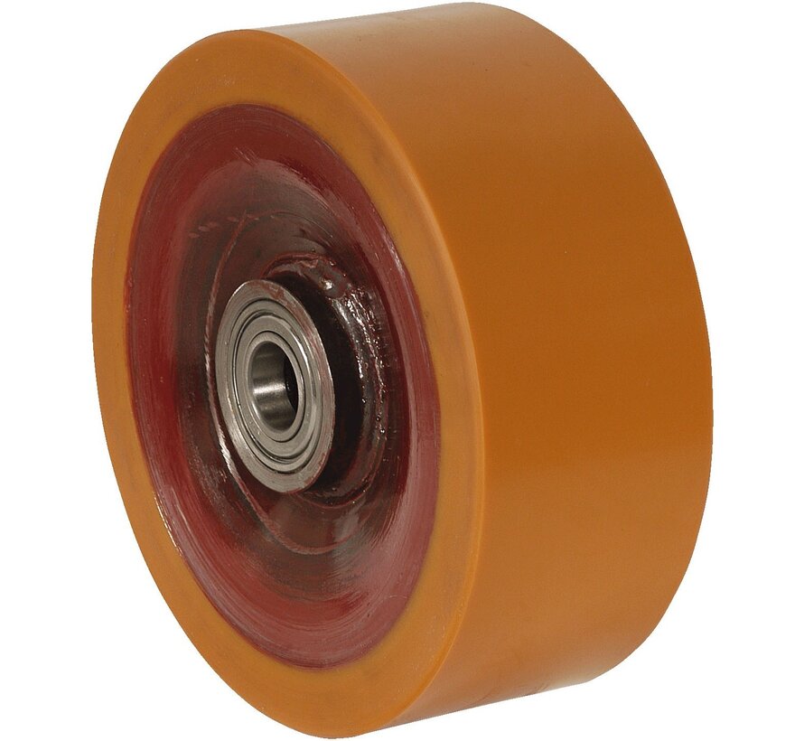 Heavy duty Wheel from Vulcanized Polyurethane tread, precision ball bearing, Wheel-Ø 250mm, 1500KG