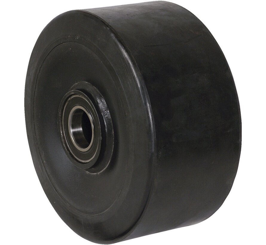 wiel Ø 250 x 100mm, opgevulkaniseerde elastische rubber band, 1350KG