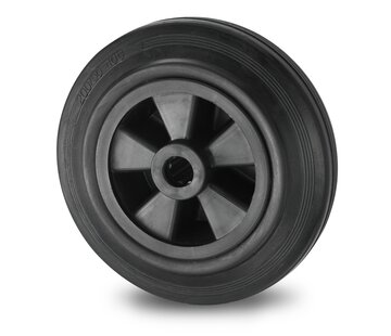 Wiel, Ø 125mm, rubber, zwart, 130KG
