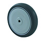 Institutioneel wiel Ø125x32mm, grijze thermoplastische rubber (TPR) non-marking band, polypropyleen wielnaaf, centraal precisiekogellager, asgat Ø8mm, naaflengte 35,5mm – draagvermogen 100kg