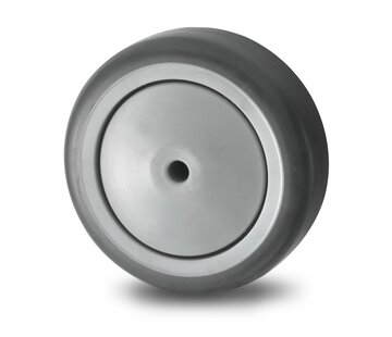 Wheel, Ø 75mm, thermoplastic rubber grey non-marking, 75KG
