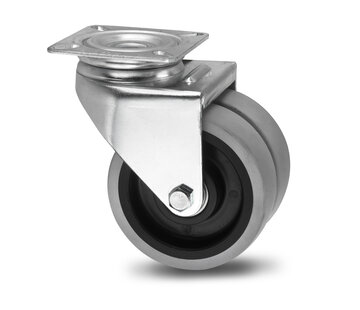 zwenkwiel, Ø 50mm, grijze niet-strepende thermoplastische rubberband, 80KG