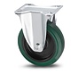 industrial fixed castor from pressed steel, plate fitting, vulcanized elastic rubber tires, precision ball bearing, Wheel-Ø 125mm, 200KG