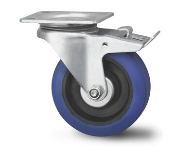 zwenkwiel met rem, Ø 100mm, elastische rubberband, 160KG