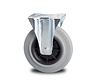 industrial fixed castor from pressed steel, plate fitting, rubber, gray, roller bearing, Wheel-Ø 160mm, 180KG