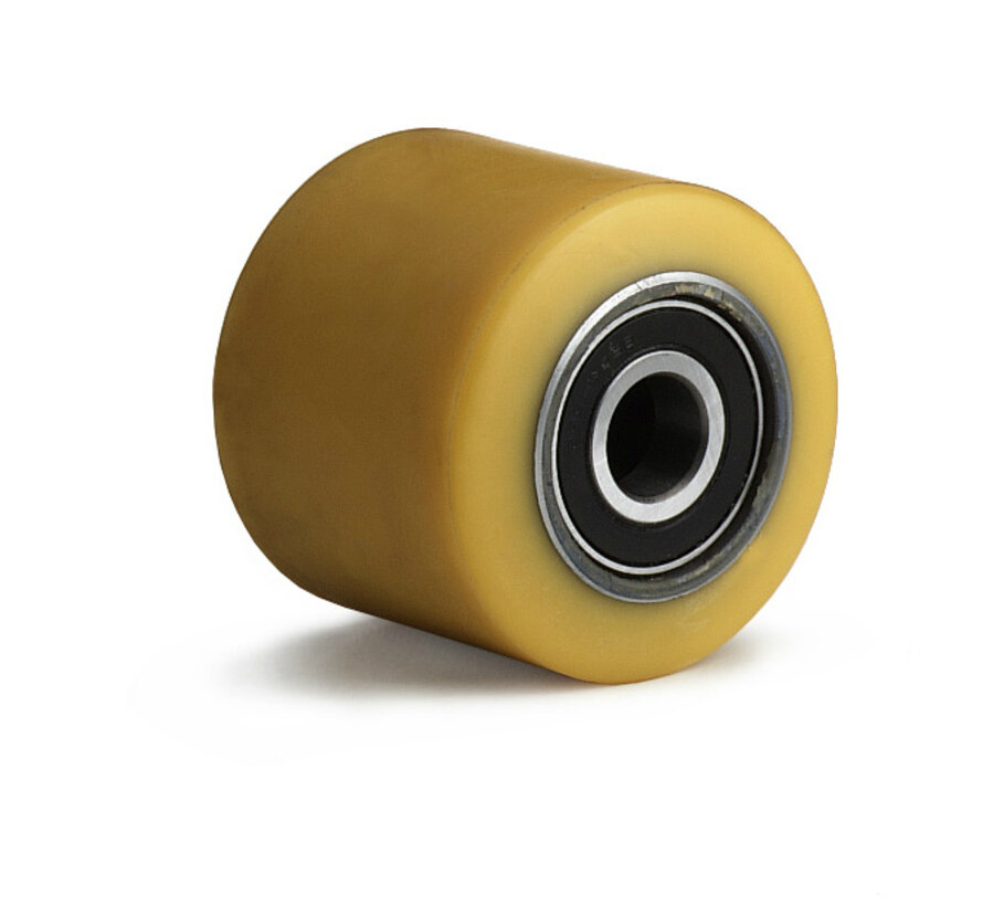 pallet truck wheel from vulcanized polyurethane tread, precision ball bearing, Wheel-Ø 82mm, 500KG