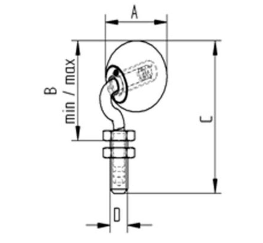 Glass table castor wheels, ball castors swivel castor from , solid plug fitting, elastic-tyre, plain bearing, Wheel-Ø 35mm, 12KG