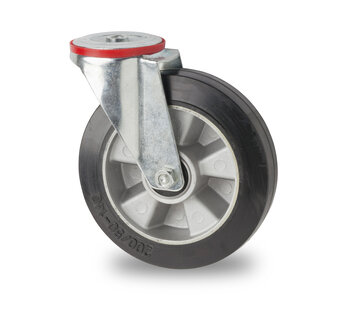 zwenkwiel, Ø 125mm, elastische rubberband, 200KG