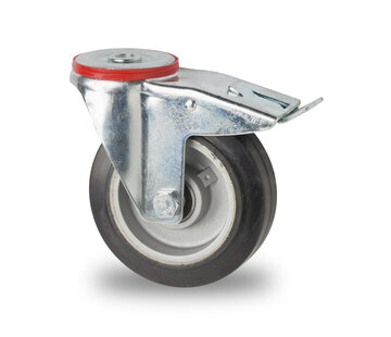 swivel castor with brake, Ø 125mm, elastic-tyre, 200KG