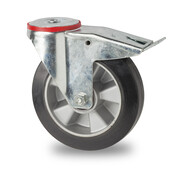 swivel castor with brake, Ø 200mm, elastic-tyre, 400KG