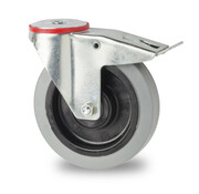 swivel castor with brake, Ø 125mm, elastic-tyre, 200KG