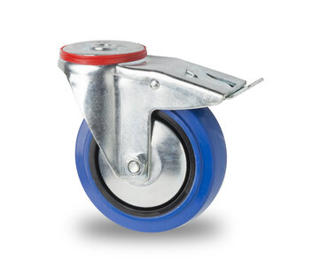 zwenkwiel met rem, Ø 100mm, elastische rubberband, 150KG