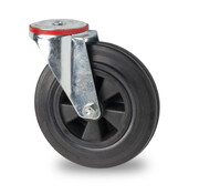 swivel castor, Ø 80mm, rubber, black, 65KG